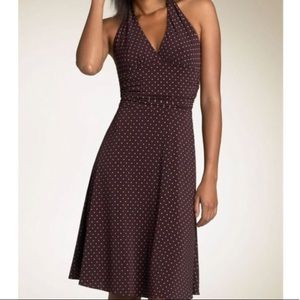 BCBGMAXAZRIA Brown and Pink polka dot dress